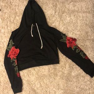 Embroidered rose crop top